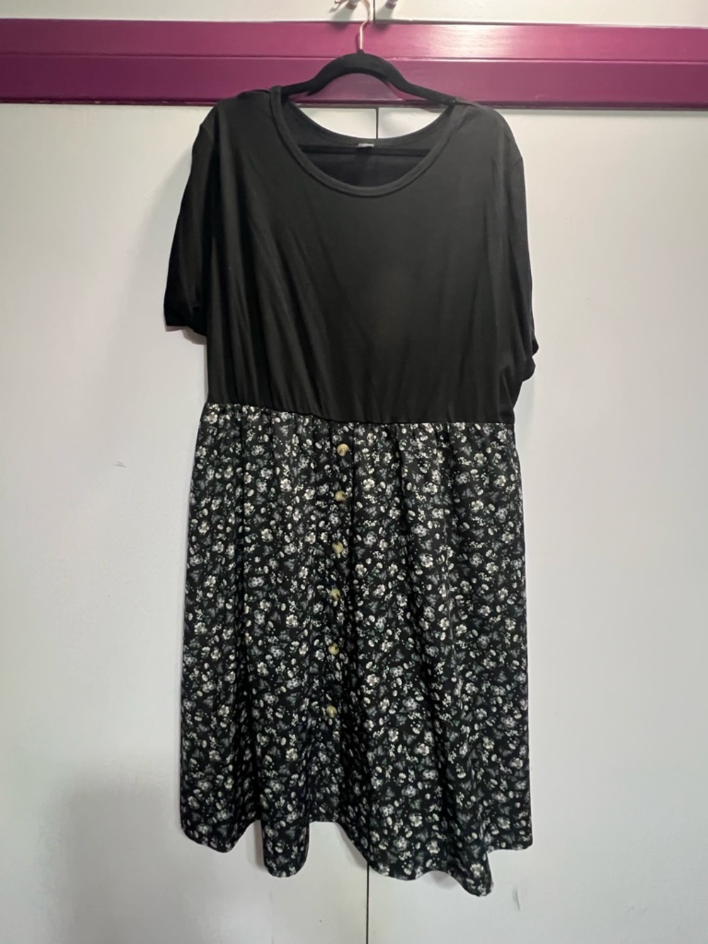 SHEIN Black with Floral Midi Dress